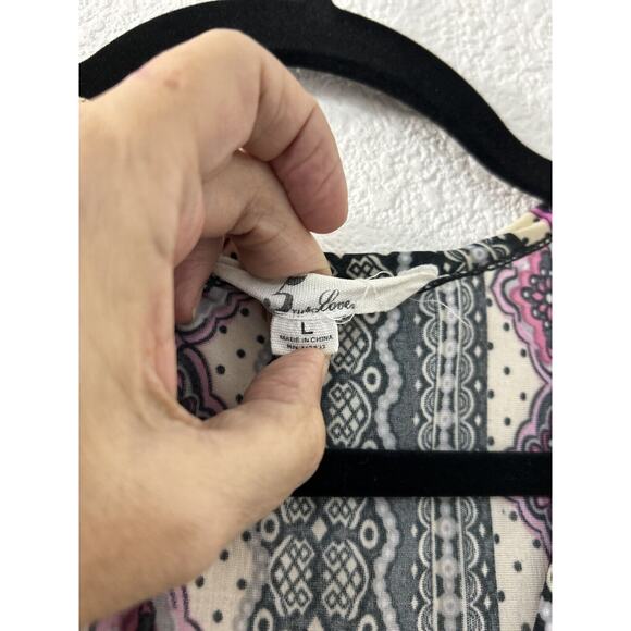 5th & Love Short Sleeve V-Neck Geometric Sheath‎ Maxi Dress Sz L Boho Cottage - Picture 4 of 10